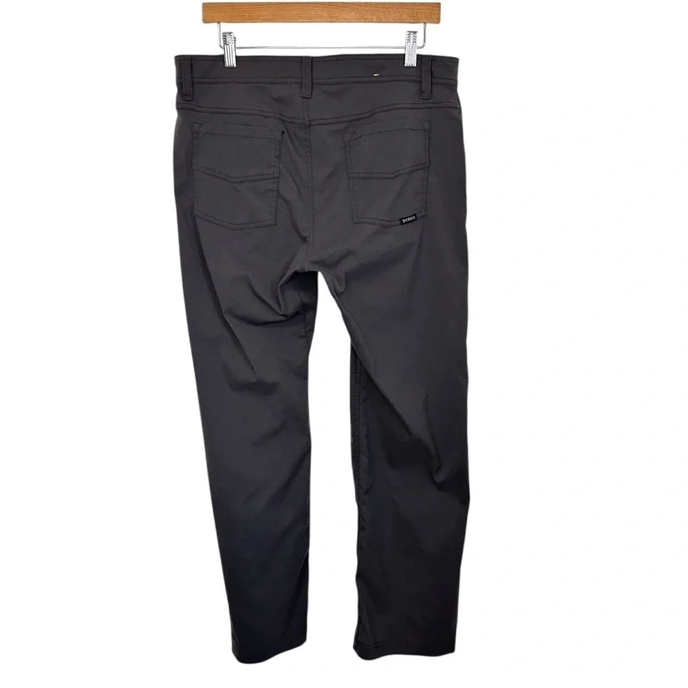Prana Pants Mens Brion Slim Fit Pants Sz 35 Gray Nylon Hiking Outdoors Stretch